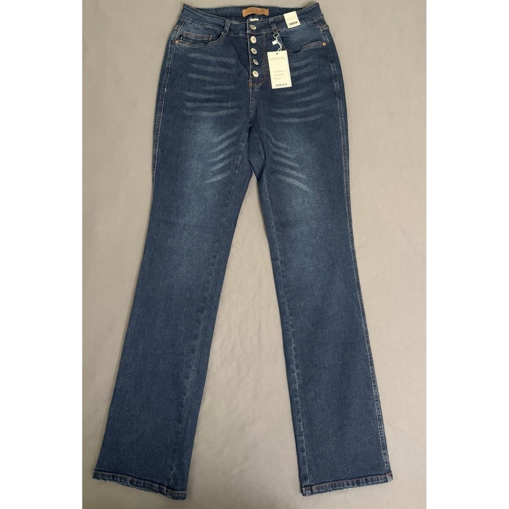 Judy Blue Jeans Womens 5/27 Dark Wash High Rise Stretch Straight Button Fly New!